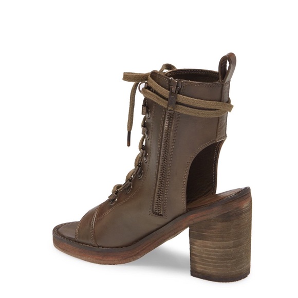 NEW Free People Brown Open Toe Leather Booties City of Lights Size EU40 US10 - Picture 9 of 14